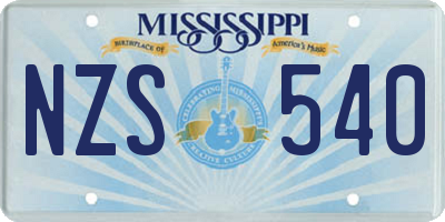 MS license plate NZS540