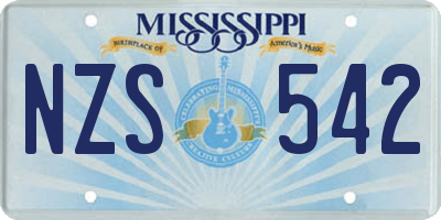 MS license plate NZS542