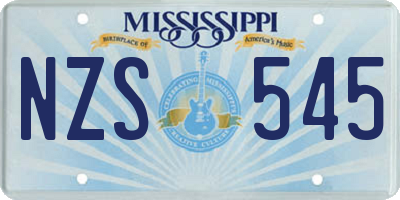 MS license plate NZS545