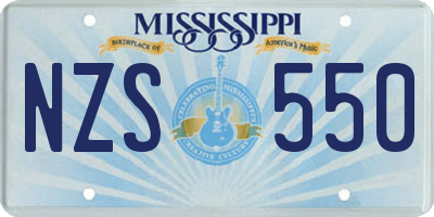 MS license plate NZS550