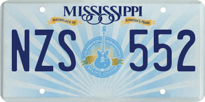 MS license plate NZS552