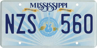 MS license plate NZS560