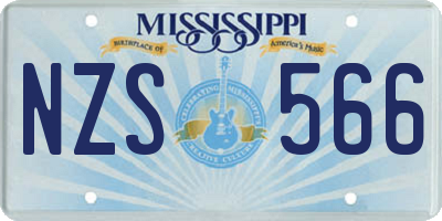 MS license plate NZS566