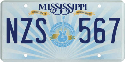 MS license plate NZS567