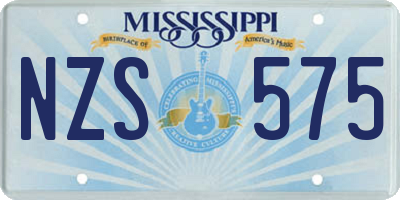 MS license plate NZS575