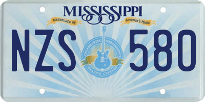 MS license plate NZS580