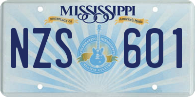 MS license plate NZS601