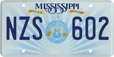 MS license plate NZS602