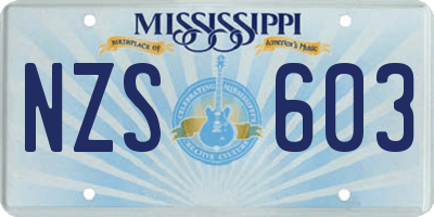 MS license plate NZS603