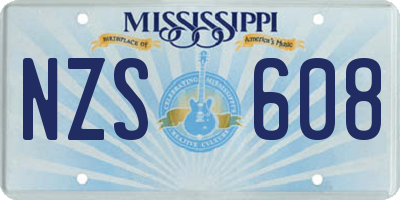 MS license plate NZS608