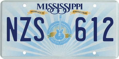 MS license plate NZS612