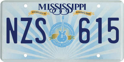 MS license plate NZS615