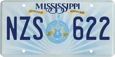 MS license plate NZS622