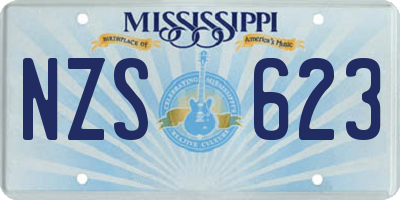 MS license plate NZS623
