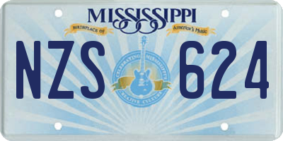 MS license plate NZS624