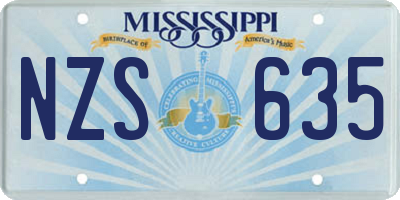 MS license plate NZS635
