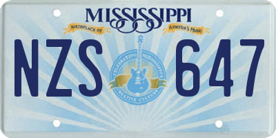 MS license plate NZS647