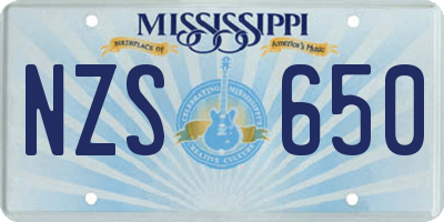 MS license plate NZS650
