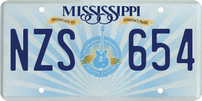 MS license plate NZS654
