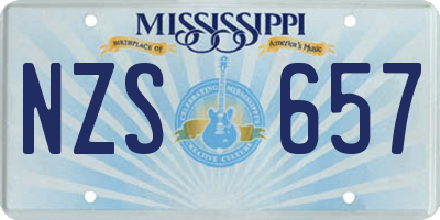 MS license plate NZS657