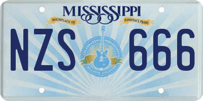 MS license plate NZS666