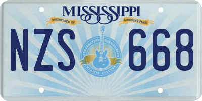 MS license plate NZS668