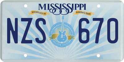 MS license plate NZS670