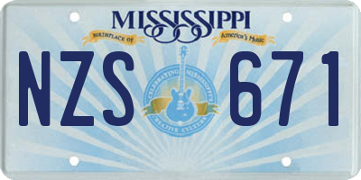 MS license plate NZS671