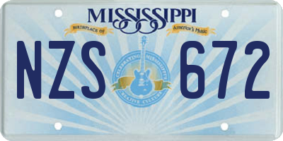 MS license plate NZS672