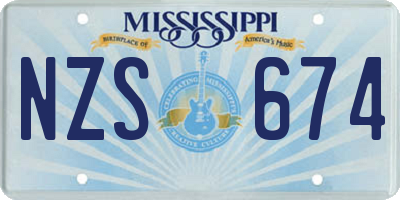 MS license plate NZS674