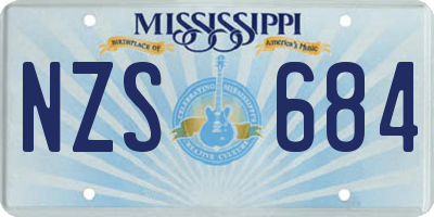MS license plate NZS684