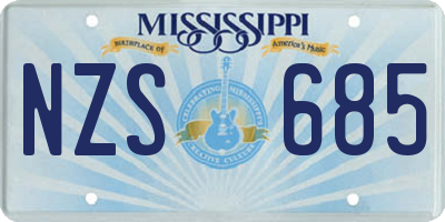 MS license plate NZS685