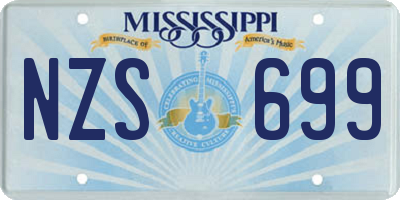 MS license plate NZS699