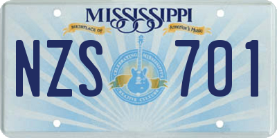 MS license plate NZS701