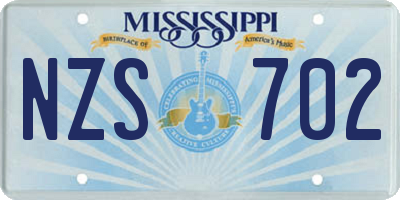 MS license plate NZS702