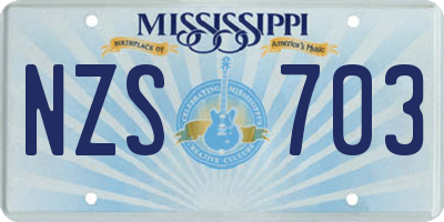 MS license plate NZS703
