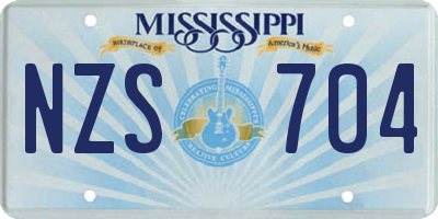 MS license plate NZS704