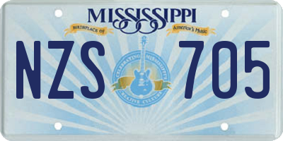MS license plate NZS705
