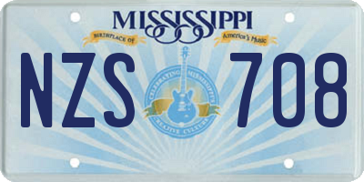 MS license plate NZS708