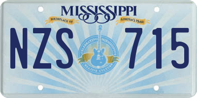 MS license plate NZS715