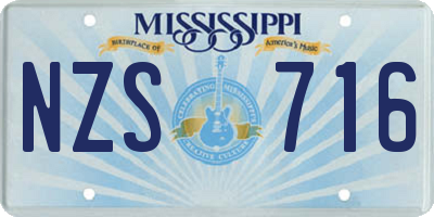 MS license plate NZS716