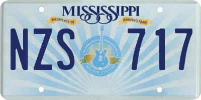 MS license plate NZS717