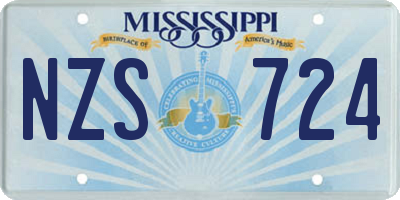 MS license plate NZS724