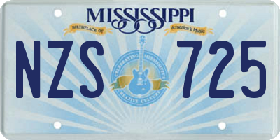 MS license plate NZS725