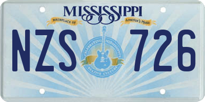 MS license plate NZS726