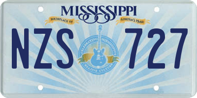 MS license plate NZS727
