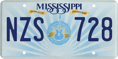 MS license plate NZS728