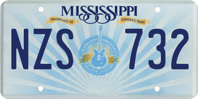 MS license plate NZS732