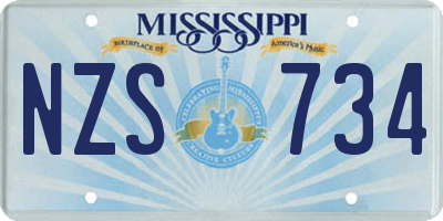 MS license plate NZS734