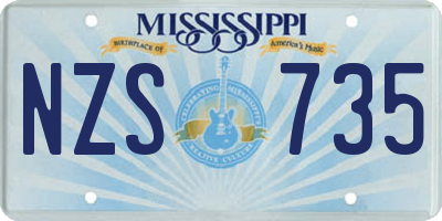 MS license plate NZS735